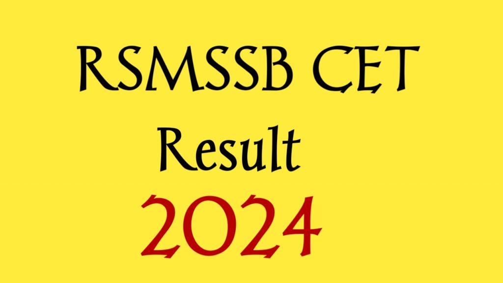 RSMSSB CET Result 2024